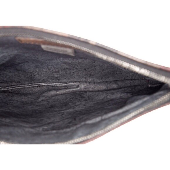 NUMERO 10 Shoulder Bag Embossed Leather Faded Plaid Design Good Used Condition - Picture 6 of 10